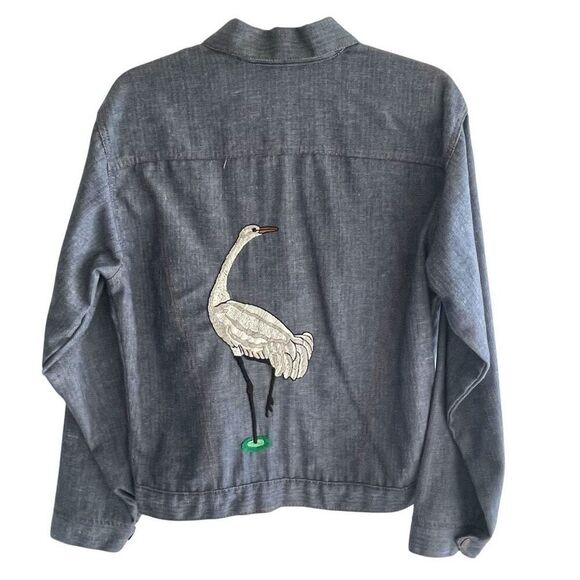 Vtg Levi Strauss Embroidered Snap Front Jacket Women’s Sz Medium Wolf Ram Crane - Picture 6 of 7
